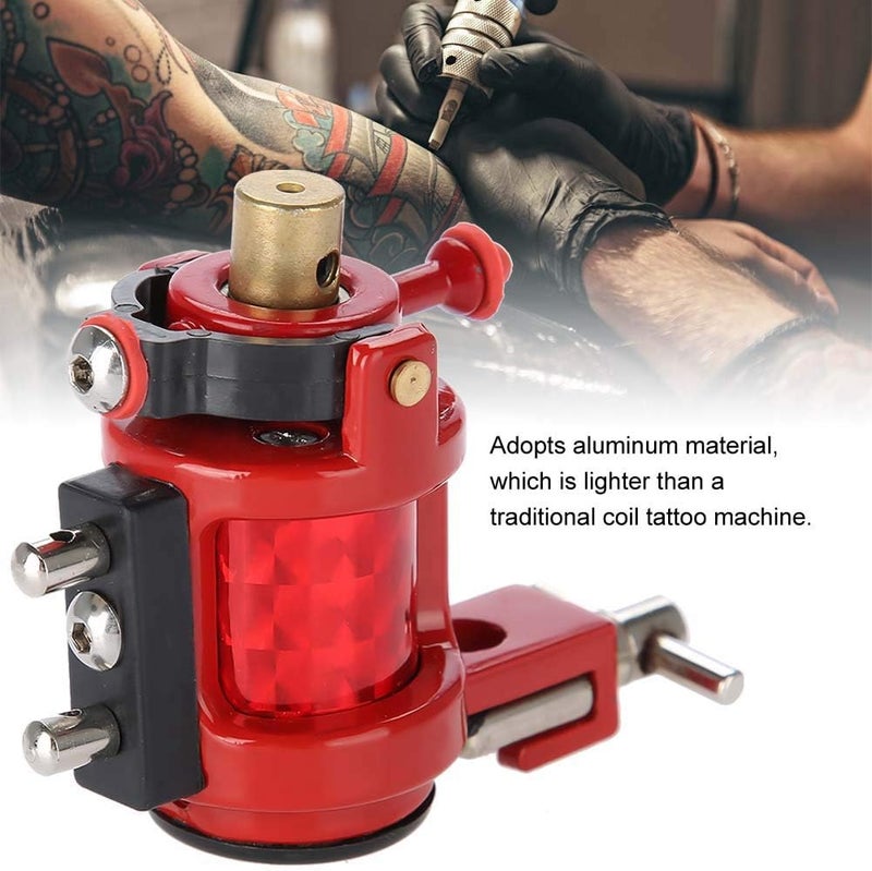 woobles Tattoo Machine Gun Alloy Rotary Shader Liner, Strong Motor Gun Liner Shader Coloring Permanent Makeup Tool for Shader Supply Equipment and Artists(Red) - Image 2